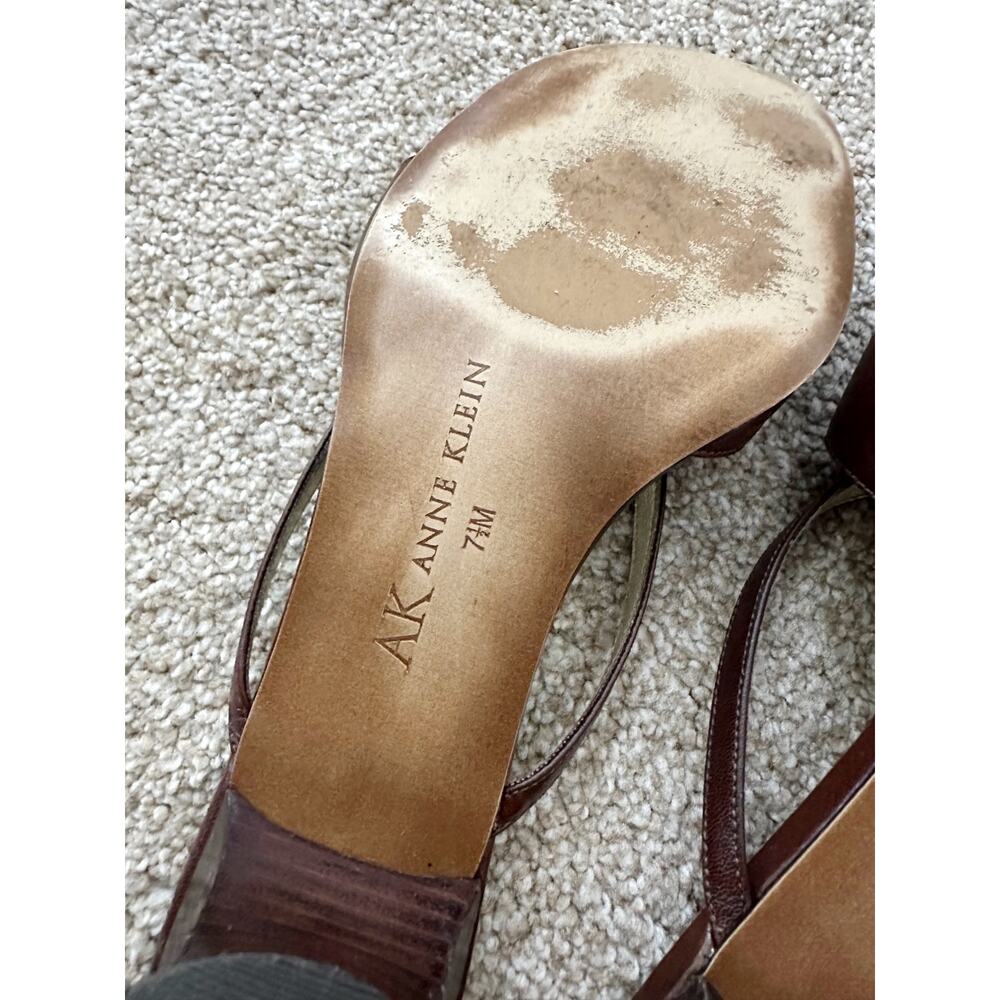 Anne Klein Vintage Y2K Chocolate Brown Leather Kitten Heels Size 7.5 - Picture 5 of 6